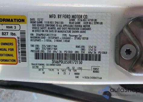 2018 Ford Fusion Se Hybrid из США, поврежденный, VIN 3FA6P0LU5JR172150